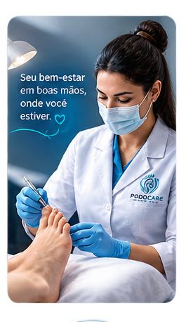 Podóloga realizando atendimento em domicílio